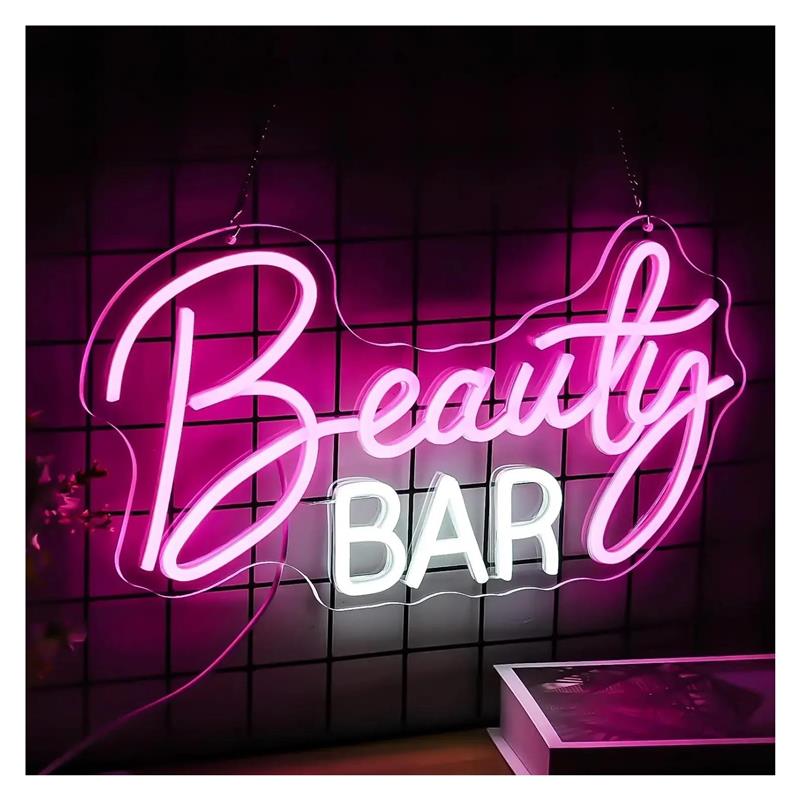 Beauty Makeup Bar - Beauty Bar Neonschild, dimmbares Licht für