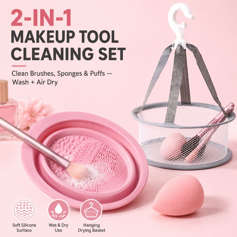 Beauty Makeup Brushes - 2-in-1 Silikon Make-up Pinsel Reinigungsbehälter mit