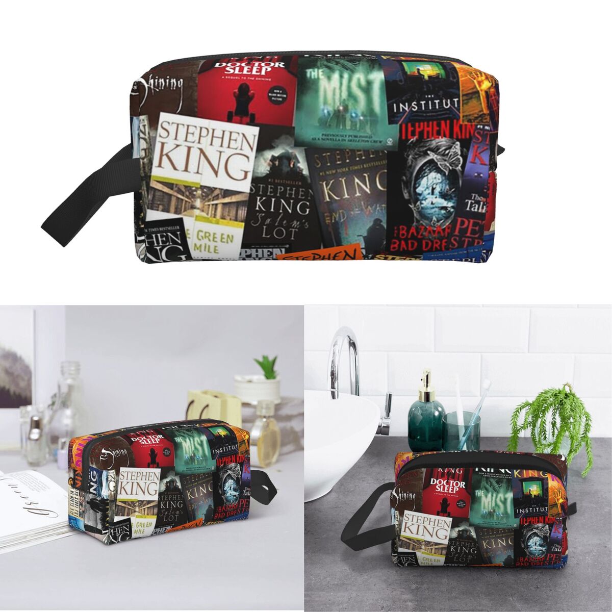 Beauty Makeup Book - Stephen King Buchumschläge, Horror Bookworm Make-up-Tasche,