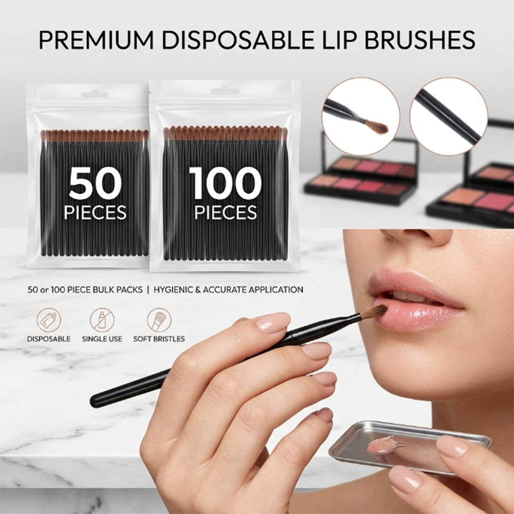 Beauty Makeup Brushes - 50/100 Stück Einweg-Lippenpinsel-Set Lippenstift-Gloss-Applikatoren Make-up-Pinsel Professionelles