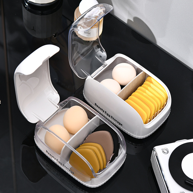 Cosmetic Sponge - Make-up-Schwamm-Aufbewahrungsbox mit Deckel, staubdicht, tragbarer Organizer