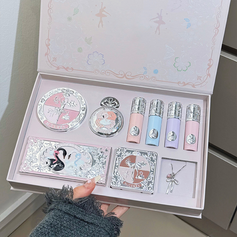 Beauty Book Makeup Kit - NICEKEY Rosa Ballett-Make-up-Set enthält 4 Lippen-Muds,