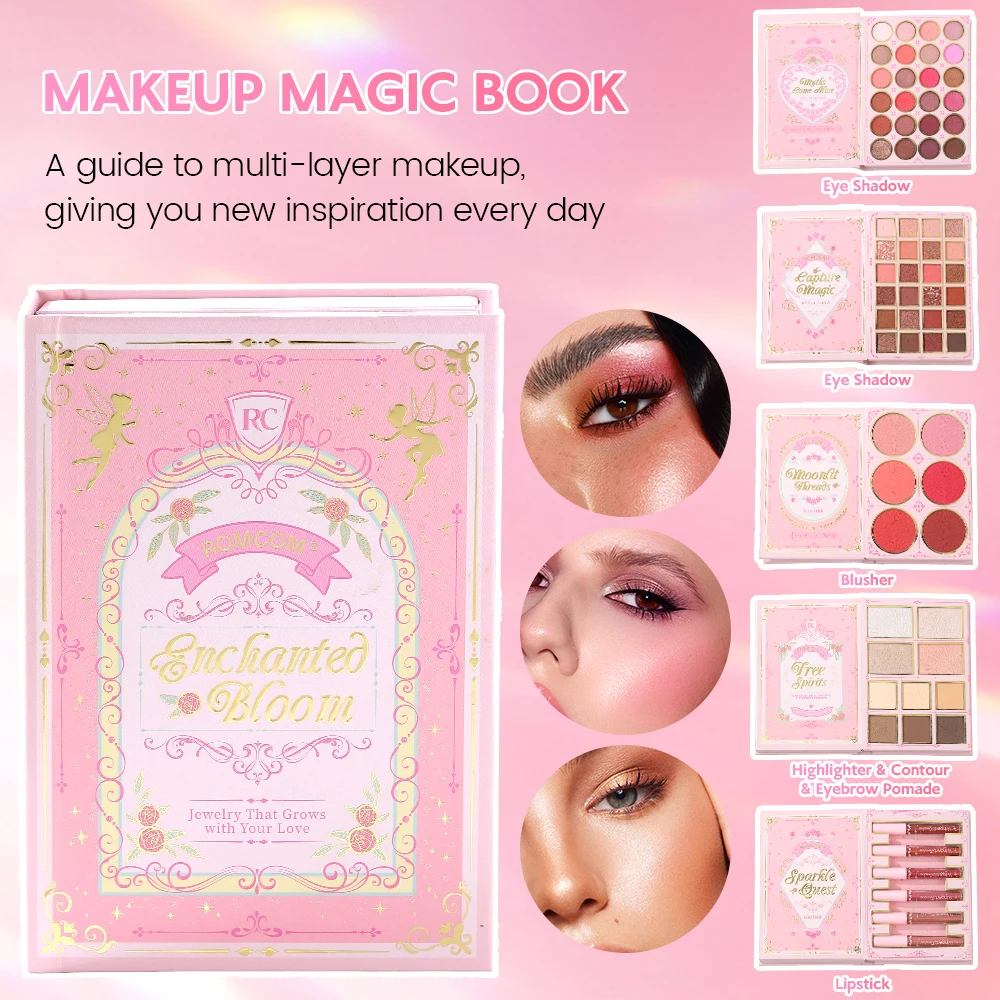 Beauty Book Makeup Kit - 5-lagiges All-in-One-Make-up-Palette-Buch, 48 Lidschattenfarben + 6