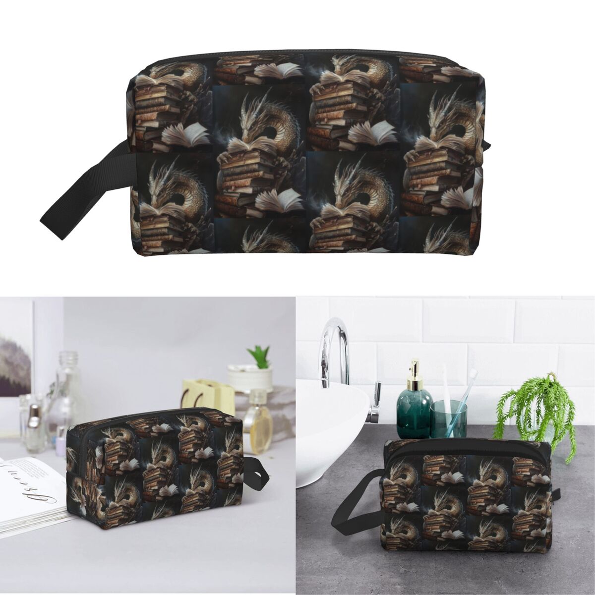 Beauty Makeup Book - Book And Sleeping Dragon Make-up-Tasche, Kosmetik-Organizer,