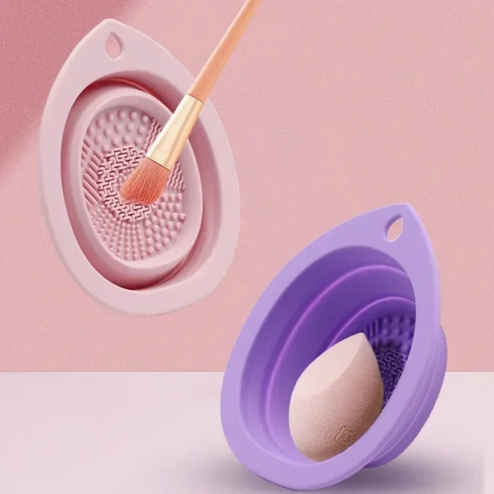 Beauty Makeup Brushes - Silikon-Make-up-Pinsel-Reinigungsschale, faltbare Waschmatte, tragbares Kosmetikpinsel-Reinigungswerkzeug, Schönheits-Make-up-Pinsel-Schwamm