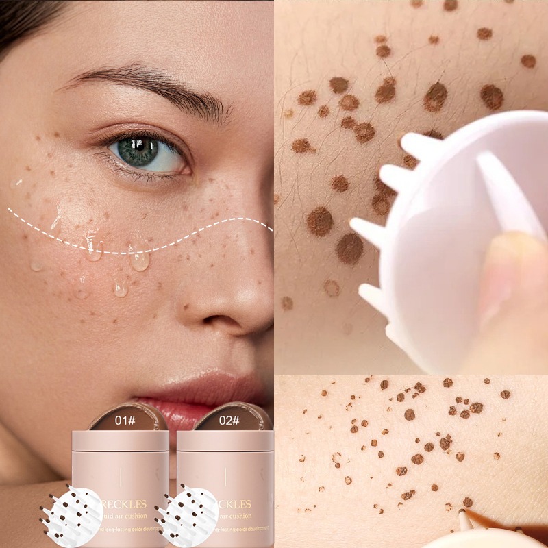 Kiss Beauty Makeup Remover - Natürlicher Sommersprossenstift: Weicher brauner Stempel, Luftkissen-Sommersprossenentferner,