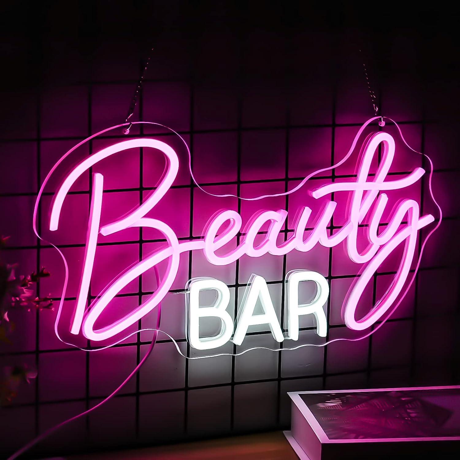 Beauty Makeup Bar - Beauty Bar Neonschild, dimmbare LED-Leuchten für